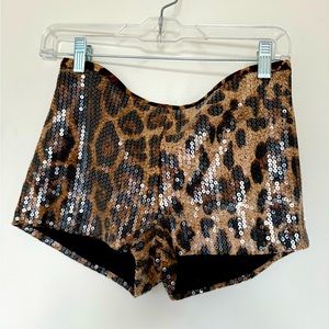 SEQUIN LEOPARD CHEETAH SHORTS SIZE SMALL VINTAGE